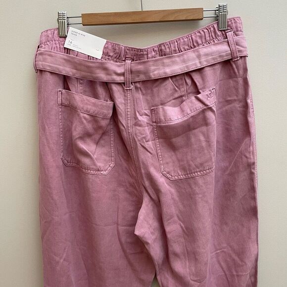 NWT American Eagle Super Hi-Rise Taper Utility Pants Womens Size 16 Pink Belted - Picture 6 of 16